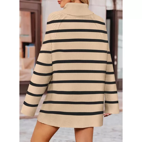 imageZESICA Womens 2024 Winter Sweaters Oversized Turtleneck Long Sleeve Chunky Knitted Pullover Sweater Jumper TopsToffee