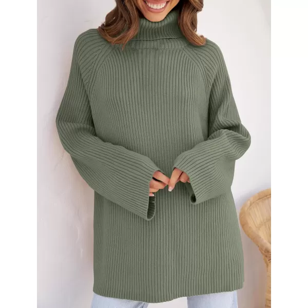 imageZESICA Womens 2024 Winter Sweaters Oversized Turtleneck Long Sleeve Chunky Knitted Pullover Sweater Jumper TopsTurquoise
