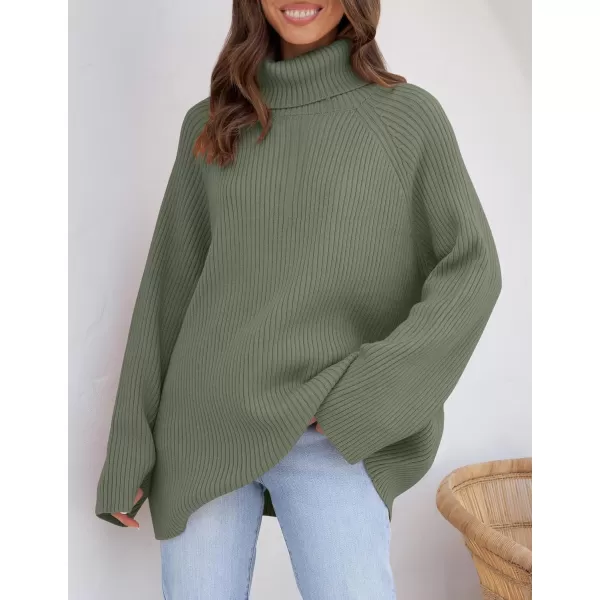imageZESICA Womens 2024 Winter Sweaters Oversized Turtleneck Long Sleeve Chunky Knitted Pullover Sweater Jumper TopsTurquoise