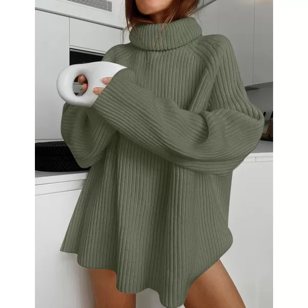 imageZESICA Womens 2024 Winter Sweaters Oversized Turtleneck Long Sleeve Chunky Knitted Pullover Sweater Jumper TopsTurquoise