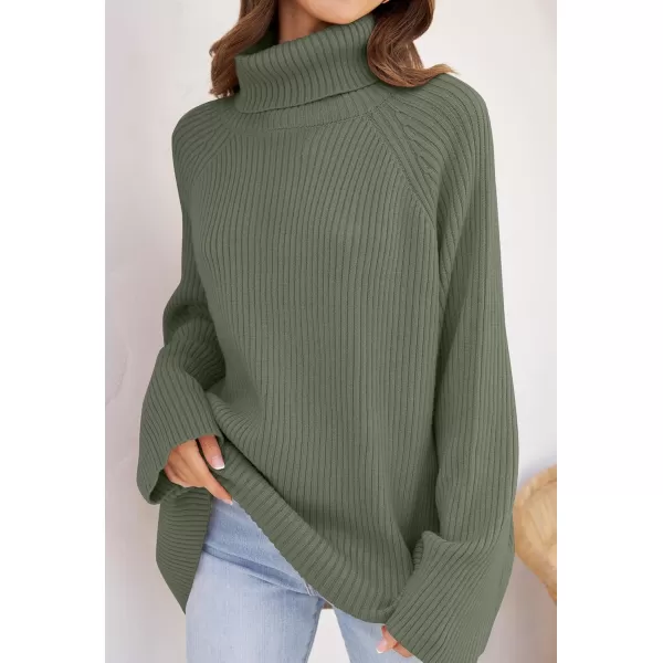 imageZESICA Womens 2024 Winter Sweaters Oversized Turtleneck Long Sleeve Chunky Knitted Pullover Sweater Jumper TopsTurquoise