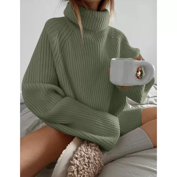 imageZESICA Womens 2024 Winter Sweaters Oversized Turtleneck Long Sleeve Chunky Knitted Pullover Sweater Jumper TopsTurquoise
