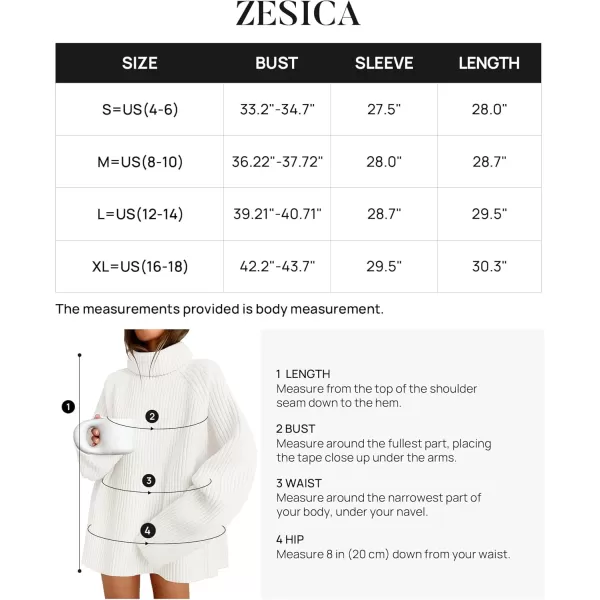 imageZESICA Womens 2024 Winter Sweaters Oversized Turtleneck Long Sleeve Chunky Knitted Pullover Sweater Jumper TopsWhite