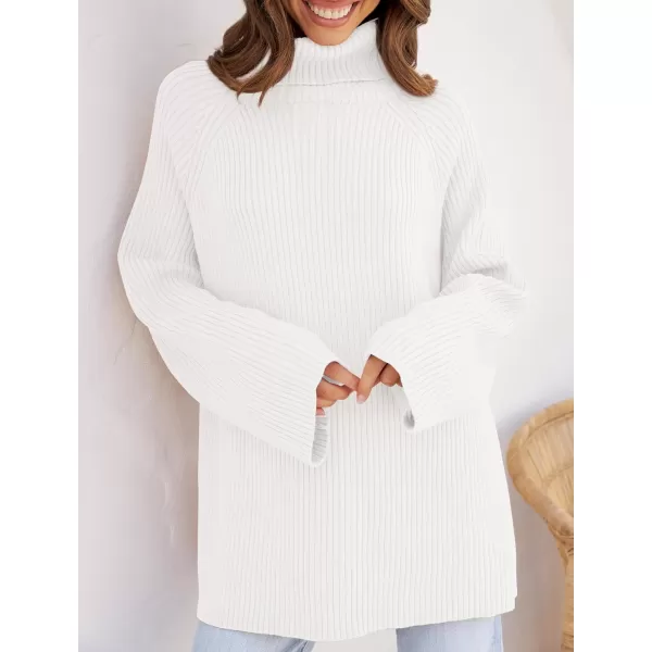 imageZESICA Womens 2024 Winter Sweaters Oversized Turtleneck Long Sleeve Chunky Knitted Pullover Sweater Jumper TopsWhite