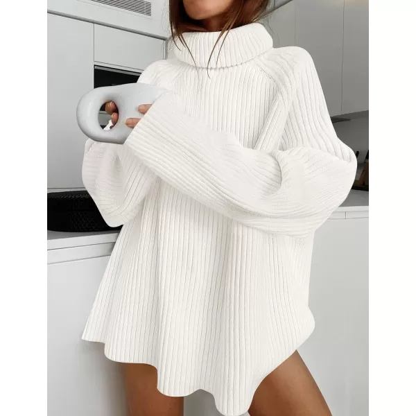 imageZESICA Womens 2024 Winter Sweaters Oversized Turtleneck Long Sleeve Chunky Knitted Pullover Sweater Jumper TopsWhite
