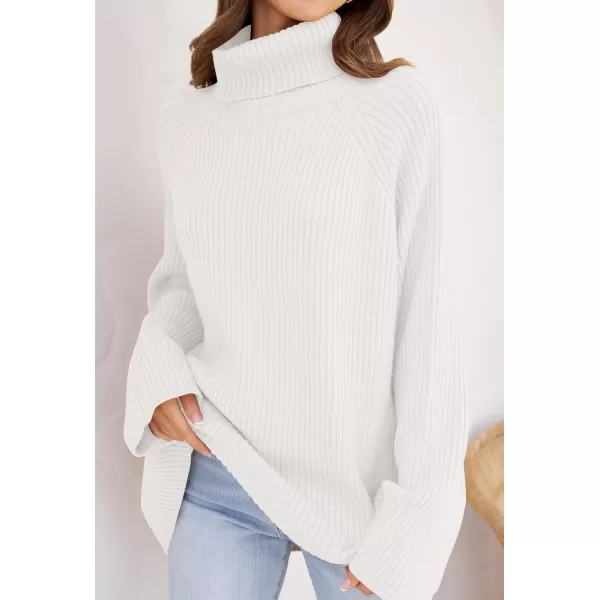 imageZESICA Womens 2024 Winter Sweaters Oversized Turtleneck Long Sleeve Chunky Knitted Pullover Sweater Jumper TopsWhite