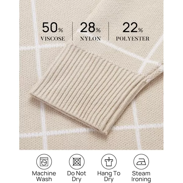imageZESICA Womens Casual Long Sleeve Tunic Sweater Dress Crew Neck Plaid Knit Oversized Pullover Jumper TopsApricot