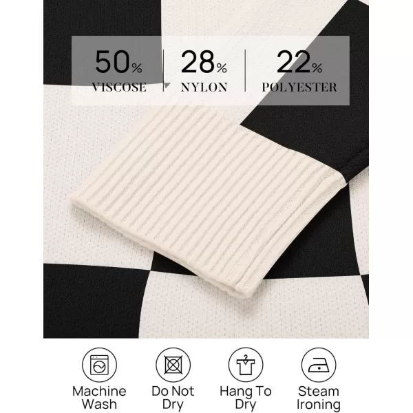 imageZESICA Womens Casual Long Sleeve Tunic Sweater Dress Crew Neck Plaid Knit Oversized Pullover Jumper TopsBlack