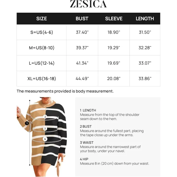 imageZESICA Womens Casual Long Sleeve Tunic Sweater Dress Crew Neck Plaid Knit Oversized Pullover Jumper TopsBrown