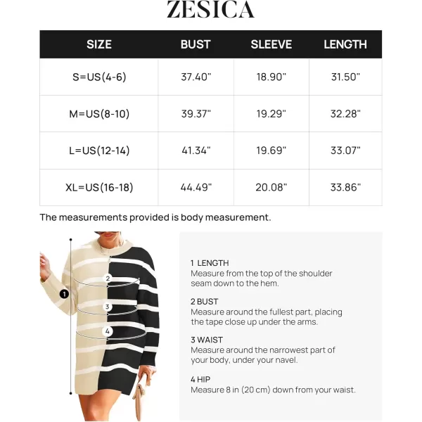 imageZESICA Womens Casual Long Sleeve Tunic Sweater Dress Crew Neck Plaid Knit Oversized Pullover Jumper TopsCream