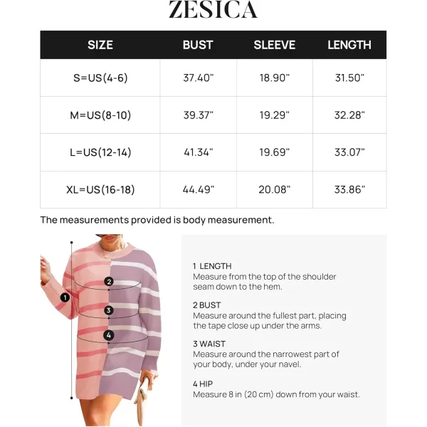 imageZESICA Womens Casual Long Sleeve Tunic Sweater Dress Crew Neck Plaid Knit Oversized Pullover Jumper TopsViolet