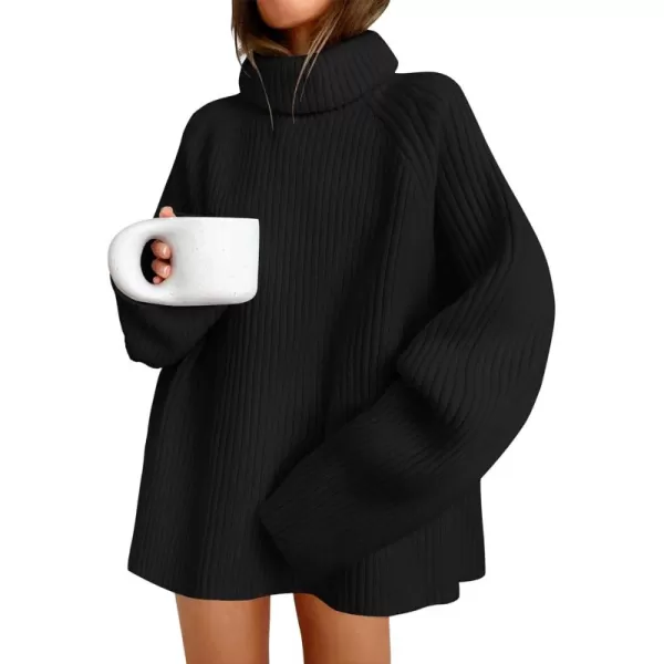 imageZESICA Womens 2024 Winter Sweaters Oversized Turtleneck Long Sleeve Chunky Knitted Pullover Sweater Jumper TopsBlack