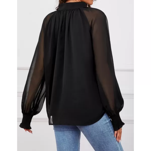 ZESICA Womens Floral Print Blouse 2024 Long Sleeve Button Down Casual Fall Boho Oversized Tops ShirtsBlack