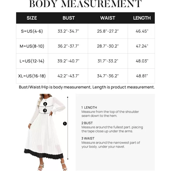 imageZESICA Womens 2024 Fall Long Sleeve Chiffon Dress Casual Crew Neck Pleated A Line Flowy Midi Dresses with BeltWhite