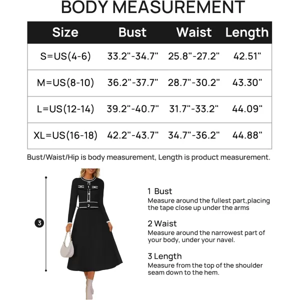 imageZESICA Womens 2024 Fall Pleated Sweater Dress Long Sleeve Crewneck Ribbed Knitted Midi DressesBlack
