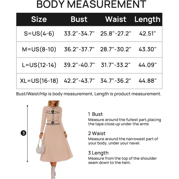 imageZESICA Womens 2024 Fall Pleated Sweater Dress Long Sleeve Crewneck Ribbed Knitted Midi DressesOatmeal
