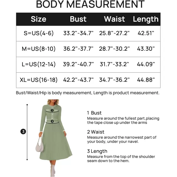 imageZESICA Womens 2024 Fall Pleated Sweater Dress Long Sleeve Crewneck Ribbed Knitted Midi DressesOlive