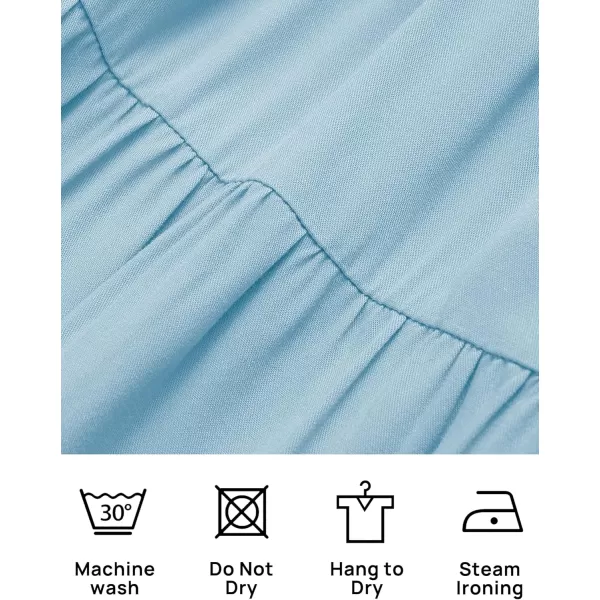 imageZESICA Womens 2024 Summer Boho Off Shoulder Short Sleeve Smocked Ruffle Swing High Low Mermaid Cocktail Party DressSkyblue