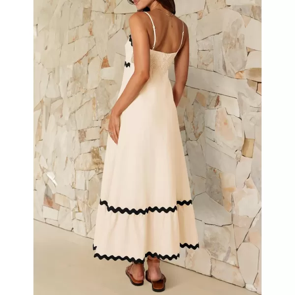 imageZESICA Womens 2024 Summer Spaghetti Straps Sleeveless Backless Sundress Flowy Smocked Lace Swing A Line Midi DressApricot