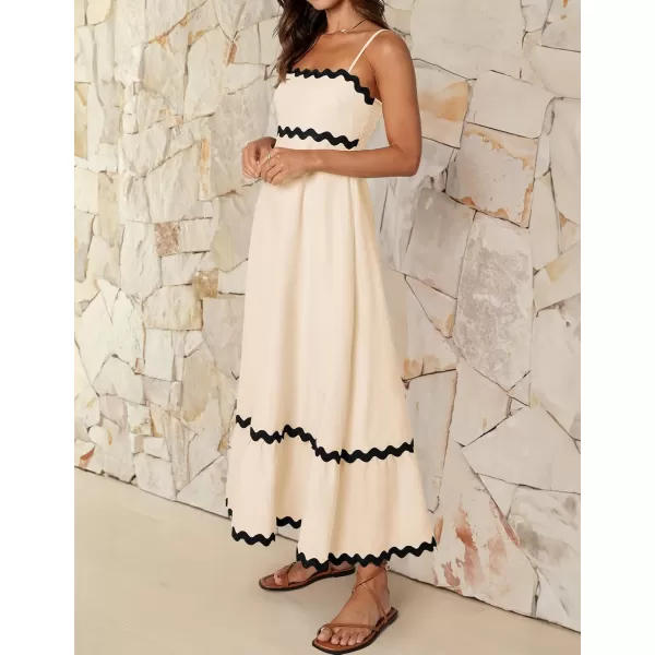 imageZESICA Womens 2024 Summer Spaghetti Straps Sleeveless Backless Sundress Flowy Smocked Lace Swing A Line Midi DressApricot