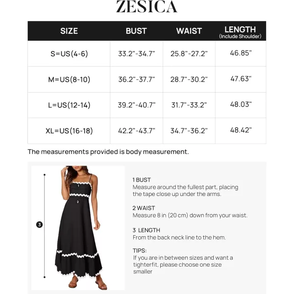 imageZESICA Womens 2024 Summer Spaghetti Straps Sleeveless Backless Sundress Flowy Smocked Lace Swing A Line Midi DressBlack
