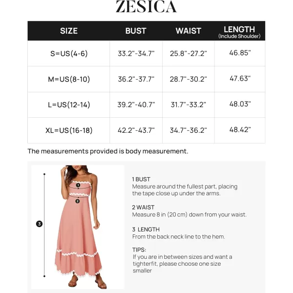 imageZESICA Womens 2024 Summer Spaghetti Straps Sleeveless Backless Sundress Flowy Smocked Lace Swing A Line Midi DressCoral Pink