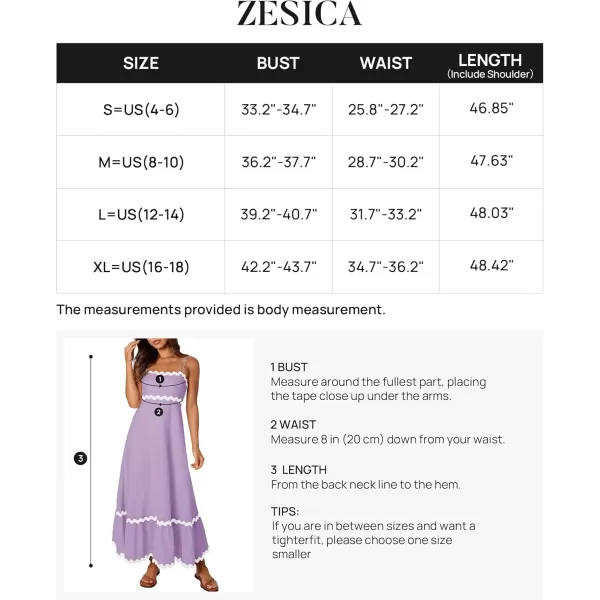 imageZESICA Womens 2024 Summer Spaghetti Straps Sleeveless Backless Sundress Flowy Smocked Lace Swing A Line Midi DressLight Purple