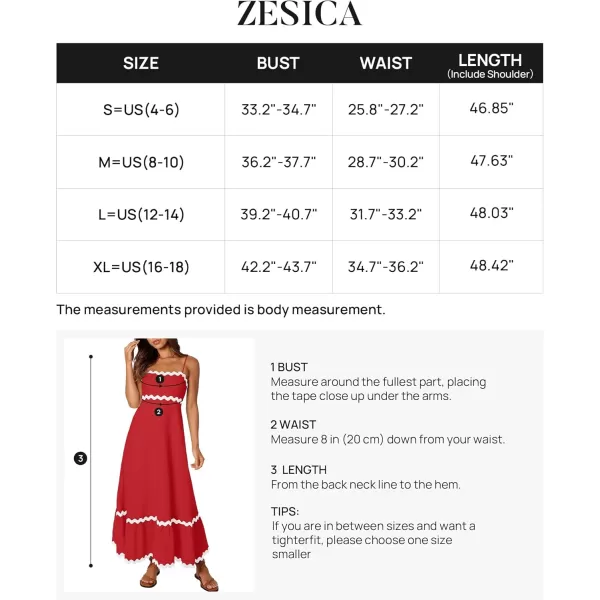 imageZESICA Womens 2024 Summer Spaghetti Straps Sleeveless Backless Sundress Flowy Smocked Lace Swing A Line Midi DressRed