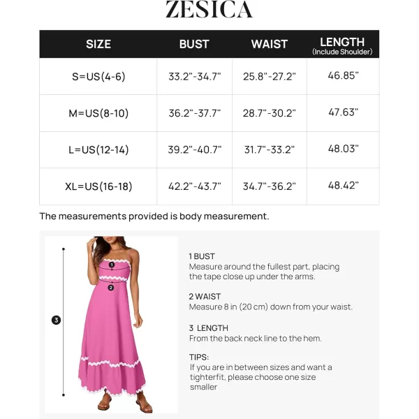 imageZESICA Womens 2024 Summer Spaghetti Straps Sleeveless Backless Sundress Flowy Smocked Lace Swing A Line Midi DressRose Pink
