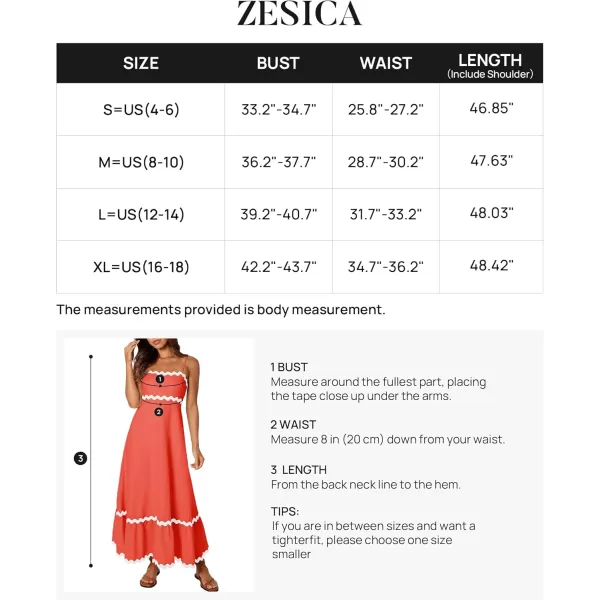 imageZESICA Womens 2024 Summer Spaghetti Straps Sleeveless Backless Sundress Flowy Smocked Lace Swing A Line Midi DressWatermelon Red
