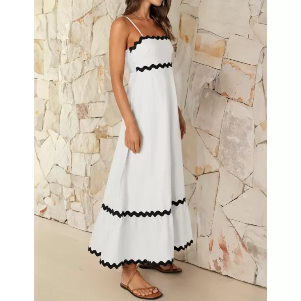 imageZESICA Womens 2024 Summer Spaghetti Straps Sleeveless Backless Sundress Flowy Smocked Lace Swing A Line Midi DressWhite