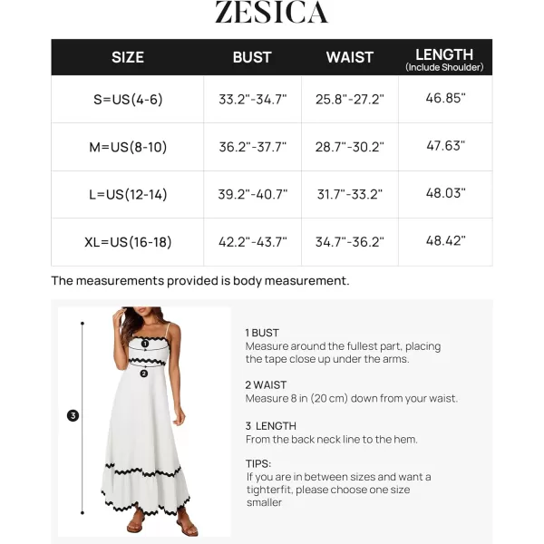 imageZESICA Womens 2024 Summer Spaghetti Straps Sleeveless Backless Sundress Flowy Smocked Lace Swing A Line Midi DressWhite