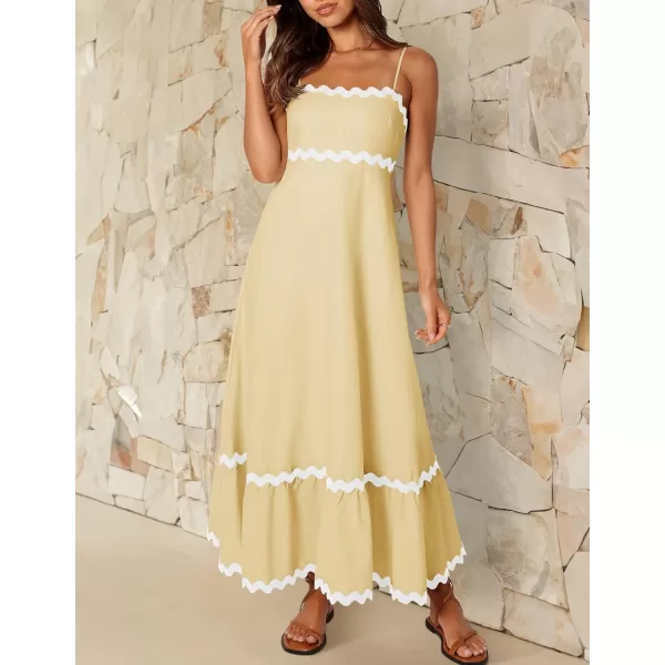 imageZESICA Womens 2024 Summer Spaghetti Straps Sleeveless Backless Sundress Flowy Smocked Lace Swing A Line Midi DressYellow