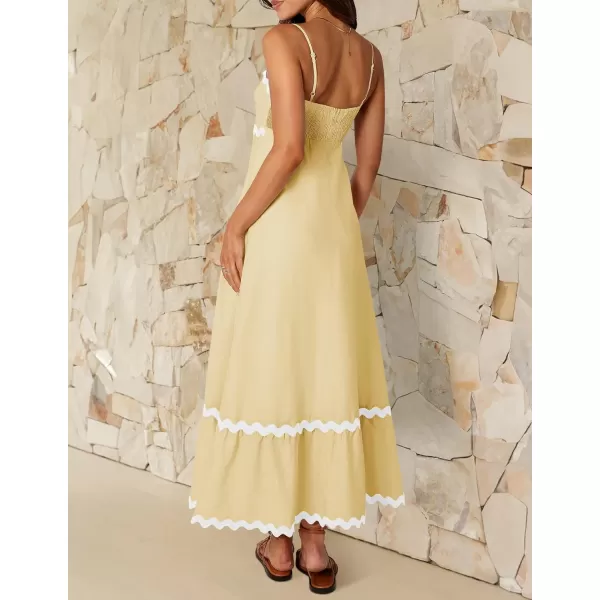 imageZESICA Womens 2024 Summer Spaghetti Straps Sleeveless Backless Sundress Flowy Smocked Lace Swing A Line Midi DressYellow