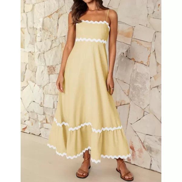 imageZESICA Womens 2024 Summer Spaghetti Straps Sleeveless Backless Sundress Flowy Smocked Lace Swing A Line Midi DressYellow
