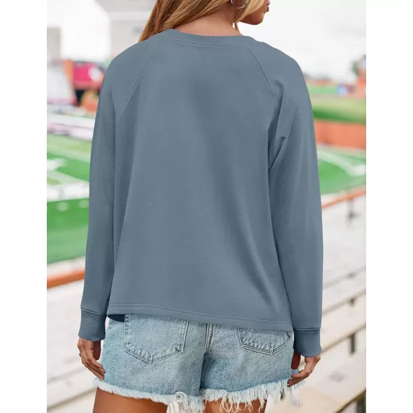 imageZESICA Womens Causal Long Sleeve Lightweight Sweatshirts Crewneck Side Slit Loose Shirts Basic Fall TopsGreyblue