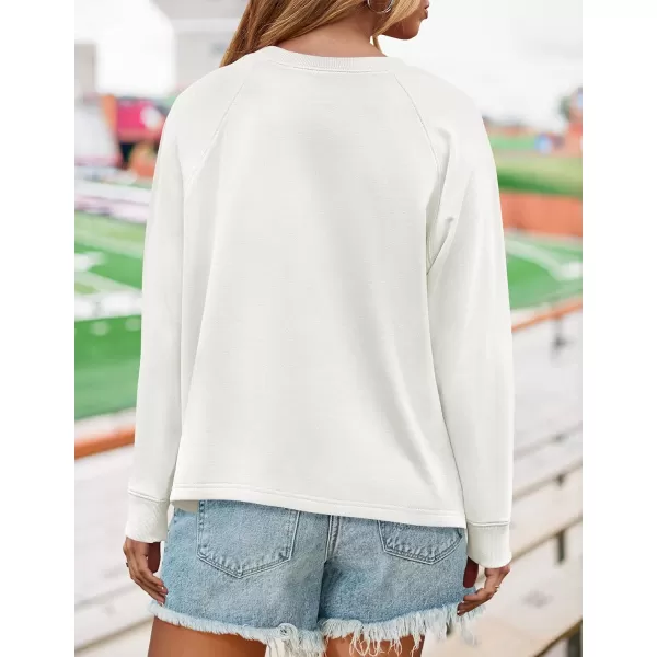 imageZESICA Womens Causal Long Sleeve Lightweight Sweatshirts Crewneck Side Slit Loose Shirts Basic Fall TopsWhite