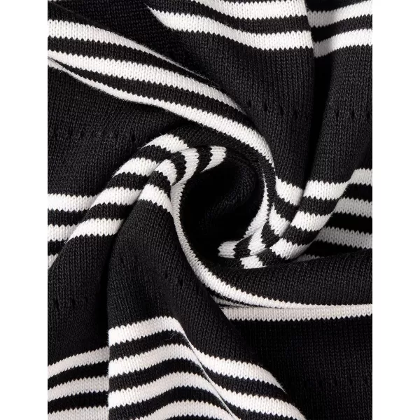 imageZESICA Womens Fall Long Sleeve Striped Knit Midi Dresses Crewneck Side Slit Bodycon Sweater DressBlack