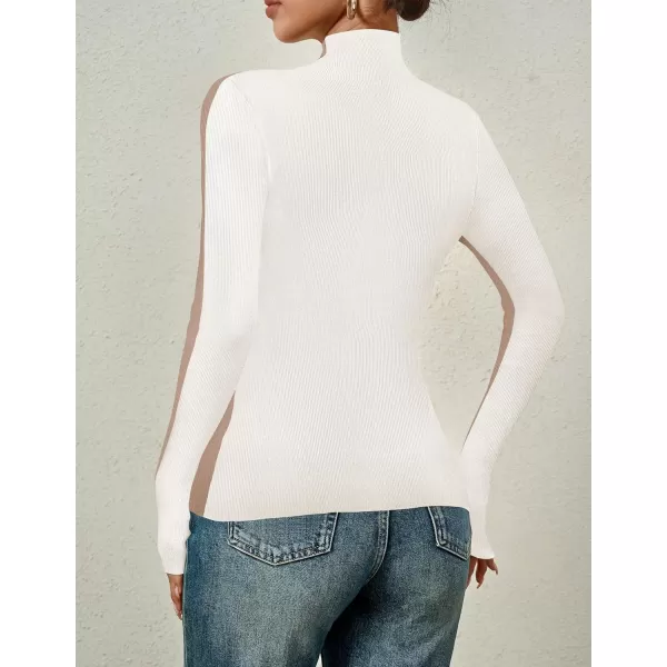 imageZESICA Womens Fall Mock Neck Sweaters 2024 Long Sleeve Color Block Ribbed Knit Shirts Basic Slim Fit Pullover TopsKhaki