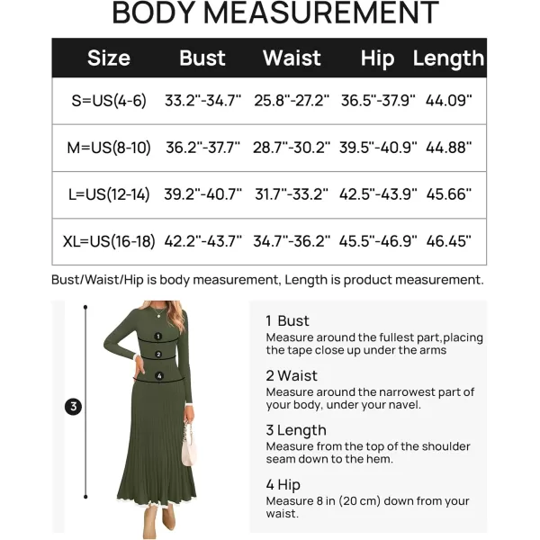 imageZESICA Womens Long Sleeve Sweater Dress 2024 Fall Crewneck Ribbed Knit Pleated ALine Maxi Wedding Guest DressesArmy Green