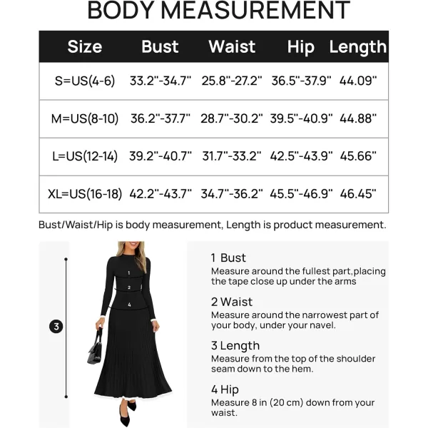 imageZESICA Womens Long Sleeve Sweater Dress 2024 Fall Crewneck Ribbed Knit Pleated ALine Maxi Wedding Guest DressesBlack
