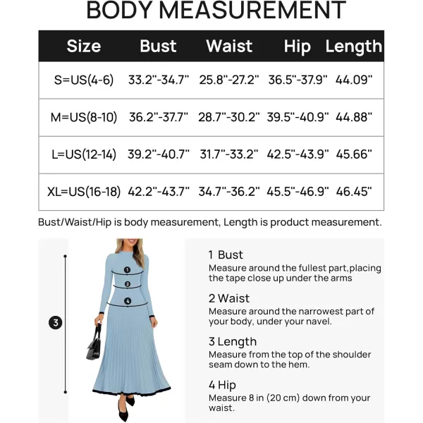 imageZESICA Womens Long Sleeve Sweater Dress 2024 Fall Crewneck Ribbed Knit Pleated ALine Maxi Wedding Guest DressesLight Blue