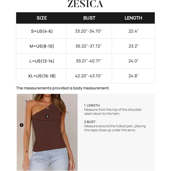 imageZESICA Womens One Shoulder Tank Summer Sleeveless T Shirt Ribbed Knit Slim Fit Sexy Casual Basic Tee TopsBrown