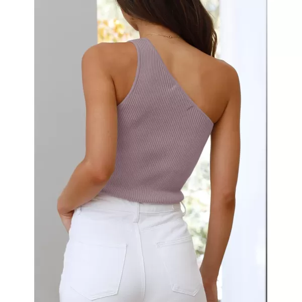 imageZESICA Womens One Shoulder Tank Summer Sleeveless T Shirt Ribbed Knit Slim Fit Sexy Casual Basic Tee TopsTaro