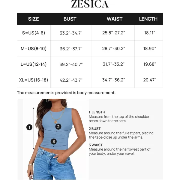 imageZESICA Womens Summer Tank Tops 2024 Sleeveless Crewneck Knit Slim Fitted Side Ruched Casual Basic ShirtBlue