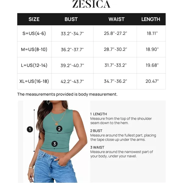 imageZESICA Womens Summer Tank Tops 2024 Sleeveless Crewneck Knit Slim Fitted Side Ruched Casual Basic ShirtTeal