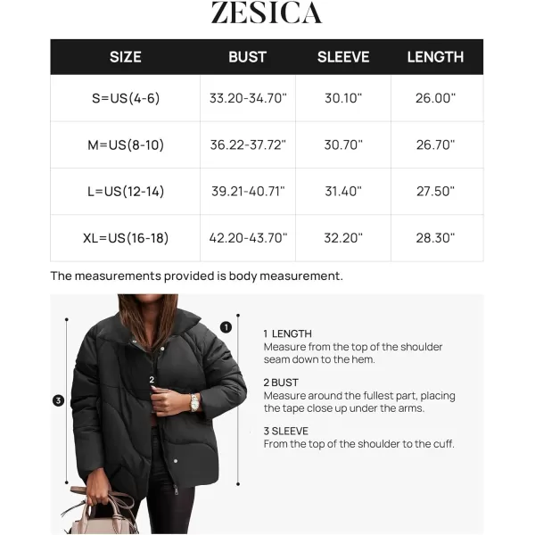 imageZESICA Womens Winter Puffer Jacket Long Sleeve Zip Up Drawstring Quilted Baggy Warm Short Down Coats with PocketsBlack