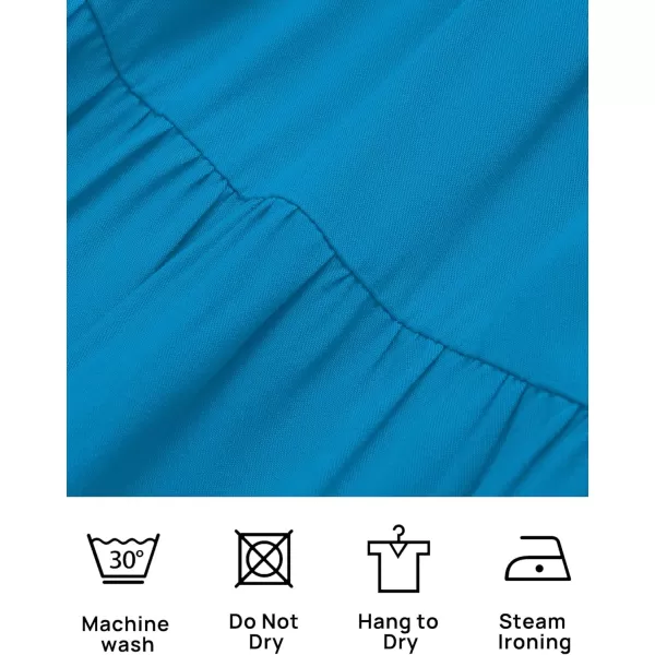 imageZESICA Womens 2024 Casual Crew Neck Flutter Sleeve Smocked High Waist Hollow Out Lace Trim Tiered A Line Midi DressCobaltblue