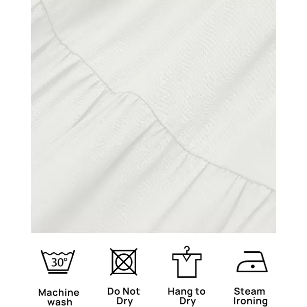 imageZESICA Womens 2024 Casual Crew Neck Flutter Sleeve Smocked High Waist Hollow Out Lace Trim Tiered A Line Midi DressIvory
