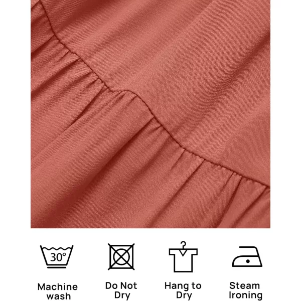 imageZESICA Womens 2024 Sexy Boho Off Shoulder Puff Short Sleeve High Waist Ruffled Flowy A Line Beach Party Midi DressCoral